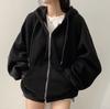 Hoodie with Fleece Loose Harajuku Long Sleeve Top for Fall and Winter QYY-1 Women's Zip-Up Lining, Thick, Warm, Stylish, Casual, Fit, Oversized,