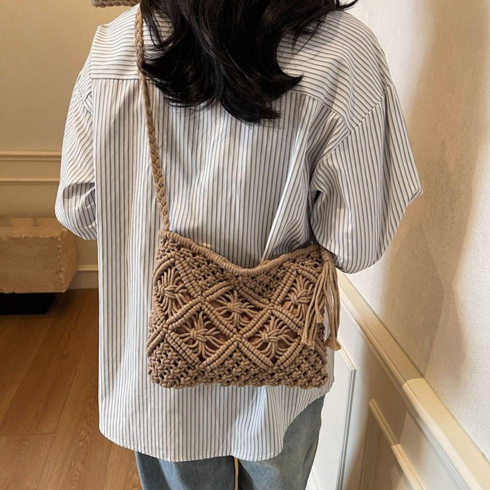 Korean Style Crochet Crossbody Bag Ethnic Style Ladies Underarm Bag  Office Worker