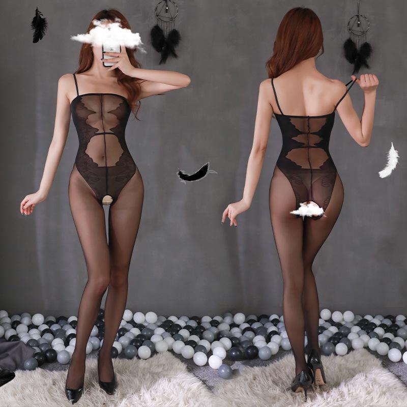 Bright Lingerie Women's Passion Set: Sexy Transparent Fishnet Open Crotch Three-Piece.