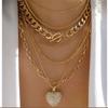 Fashion Punk Exaggerate Chain Crystal Heart Shaped Pendant Multilevel Punk Necklace For Women Vintage Choker Wedding Jewelry