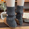 Dark Gray Wool Leg Warmers for Women Autumn Winter Fleece Lined Thickened Knitted Leg Sleeves Slouch Socks To Match Snow Boots