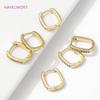 18K Gold Plated Brass U Shape Geometric Hoop Earring,Inlaid Zircon Earrings For Women Fashion Jewelry,Girl Gifts 2025