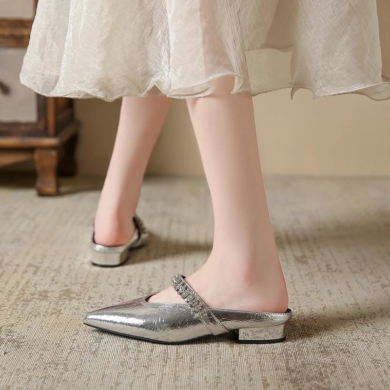 Модные универсальные однотонные женские тапочки Baotou со стразами удобные женские тапочки с неглубоким горлом 35 2789₽