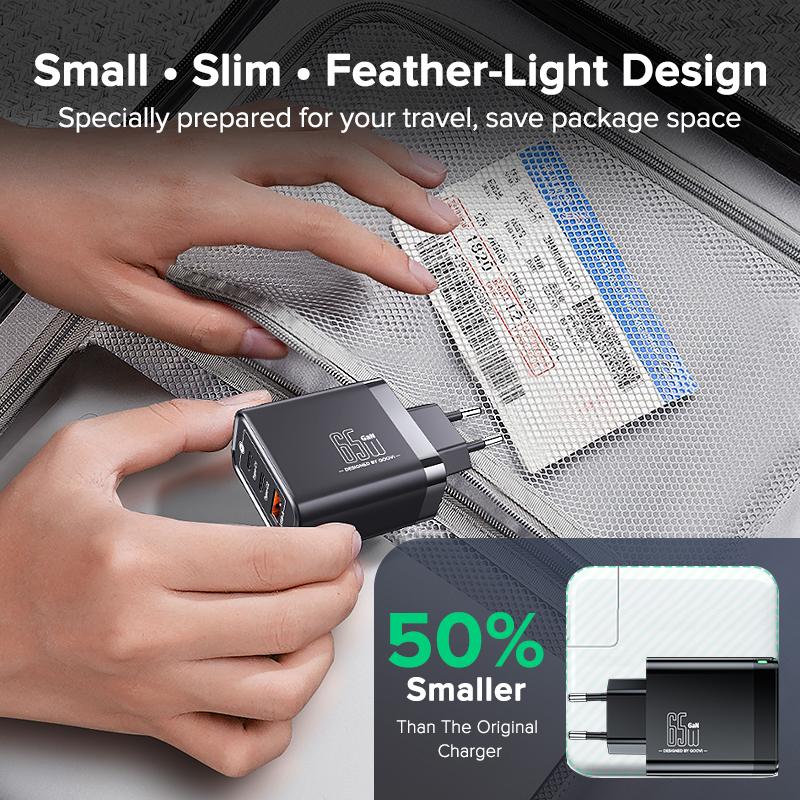 QOOVI 65W GaN Charger USB Type C Fast Charging Quick Charge 4.0 Adapter USB-C PD Charger For Samsung Xiaomi Macbook iPhone ipad