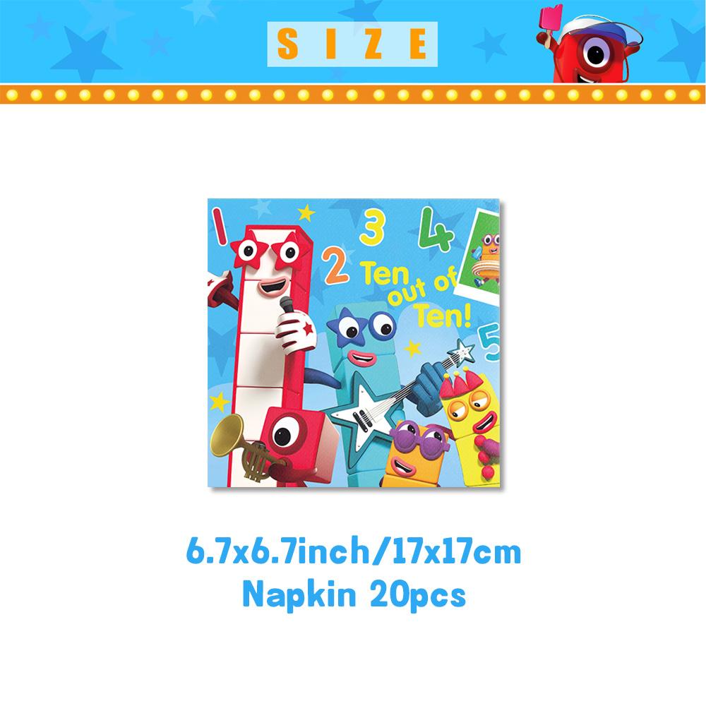Cartoon Blocked Number Theme Birthday Party Decoration Building Background Plate Cup Balloon Backdrop Photography Prop Kid Gifts