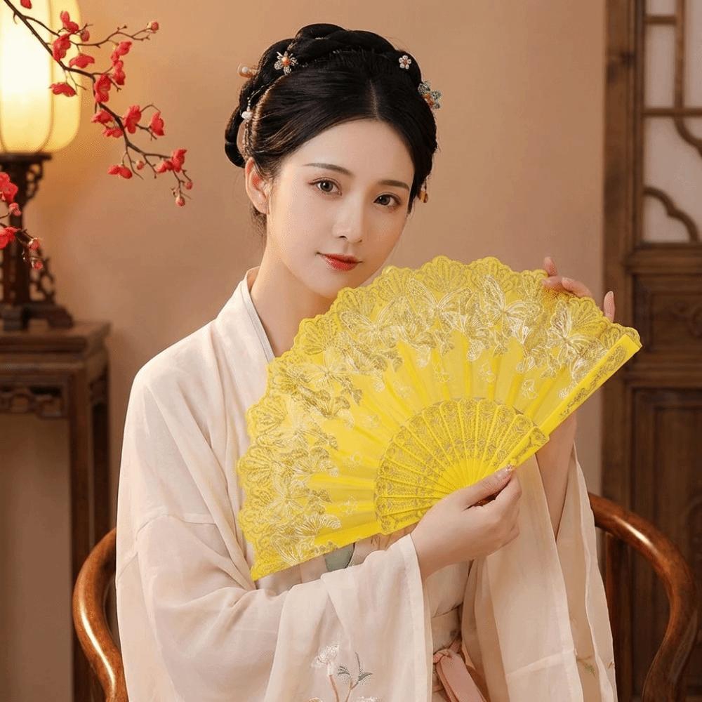 Handheld Chinese Style Folding Fan Lace Dance Fan Photography Props Hand Fans  Art Fans