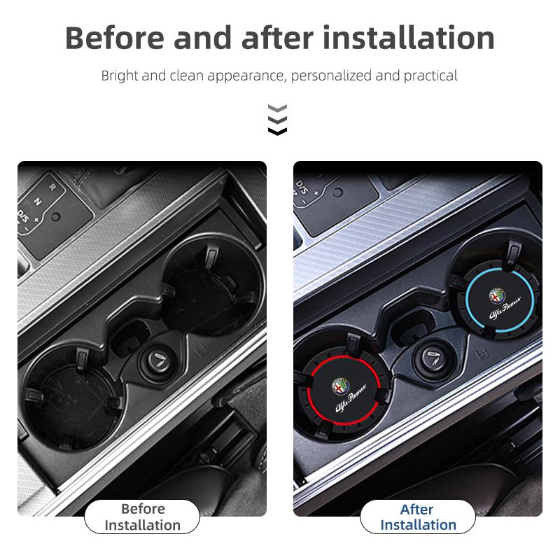 Car Stickers For Alfa Romeo 2Pcs Car Silicone Coaster Anti-Slip Water Cup Drink Mat For Alfa Romeo Giulia Stelvio Giulietta 156