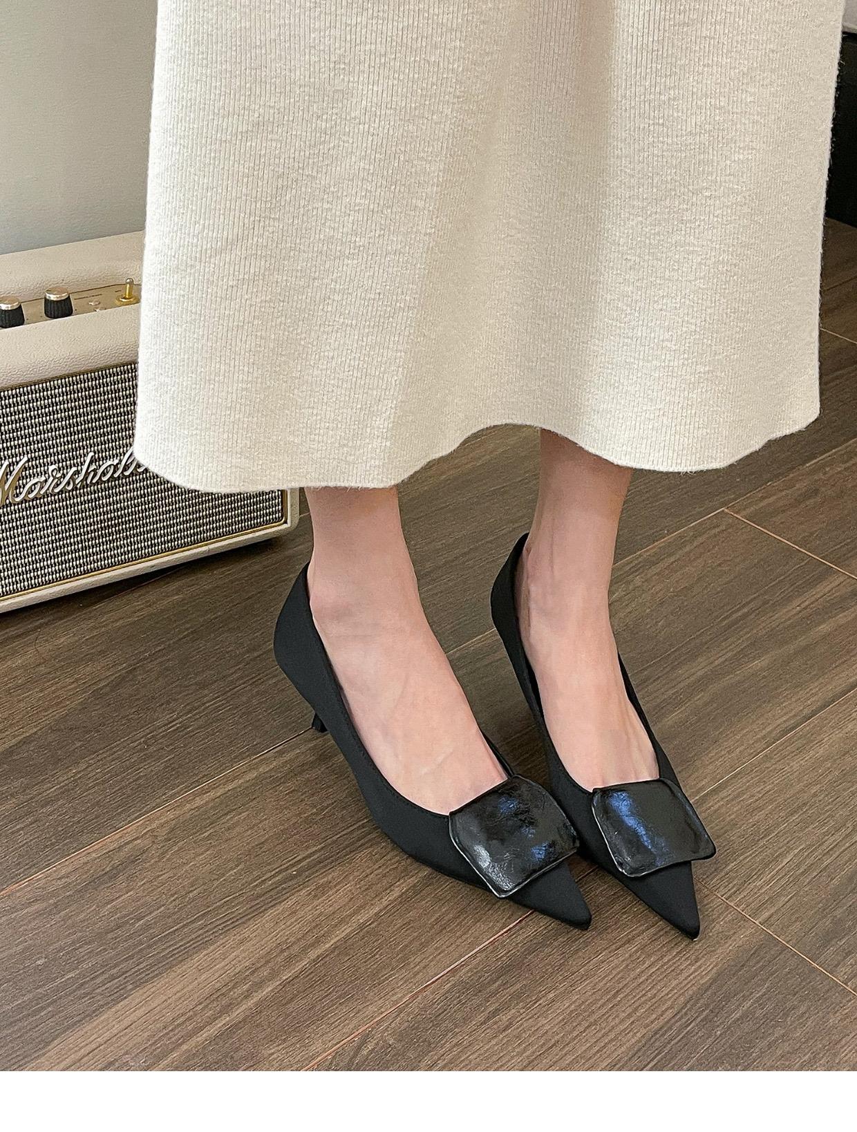 

Fashion Pointed Toe Women Pumps Sexy Fashion Dress Shoes Thin Mid Heels Black Gold White Autumn Spring Dress Shoes Woman Size 35-39 35 чёрный