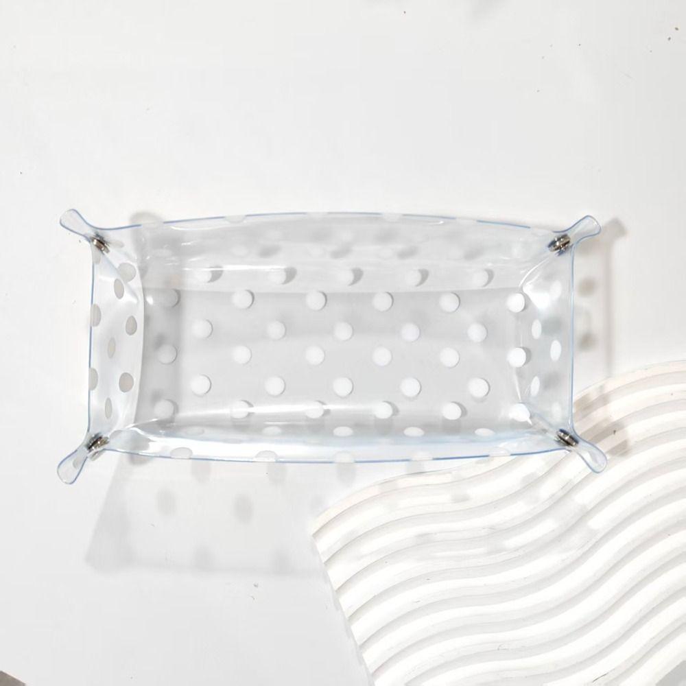 Multi-functional Polka Dot Design Storage Tray Large Capacity Folding Desk Organizer Storage Box Office Study