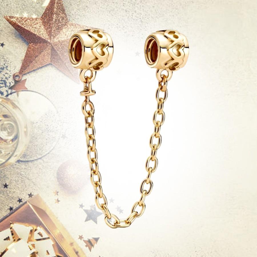 Sparkling Safety Chain Collection Charm Bead Charms Triple Clear Stone Safety Chain Safety Chain Clip Compatible With Authentic Bracelets Do It Yourse