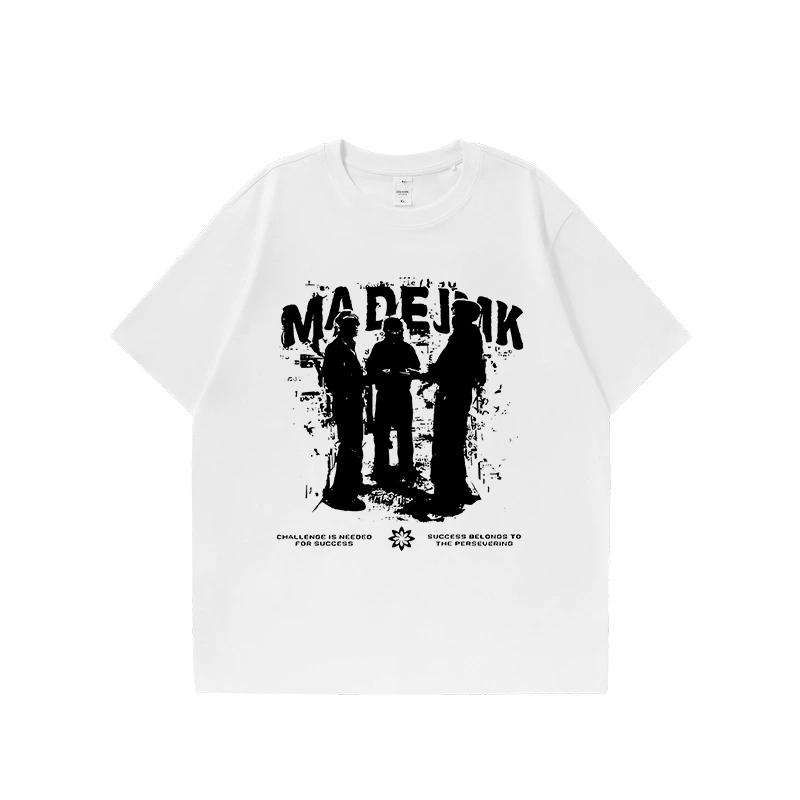 American style phantom figure printed street loose trendy brand pure cotton short sleeved t-shirt printed casual men's and women's round neck top