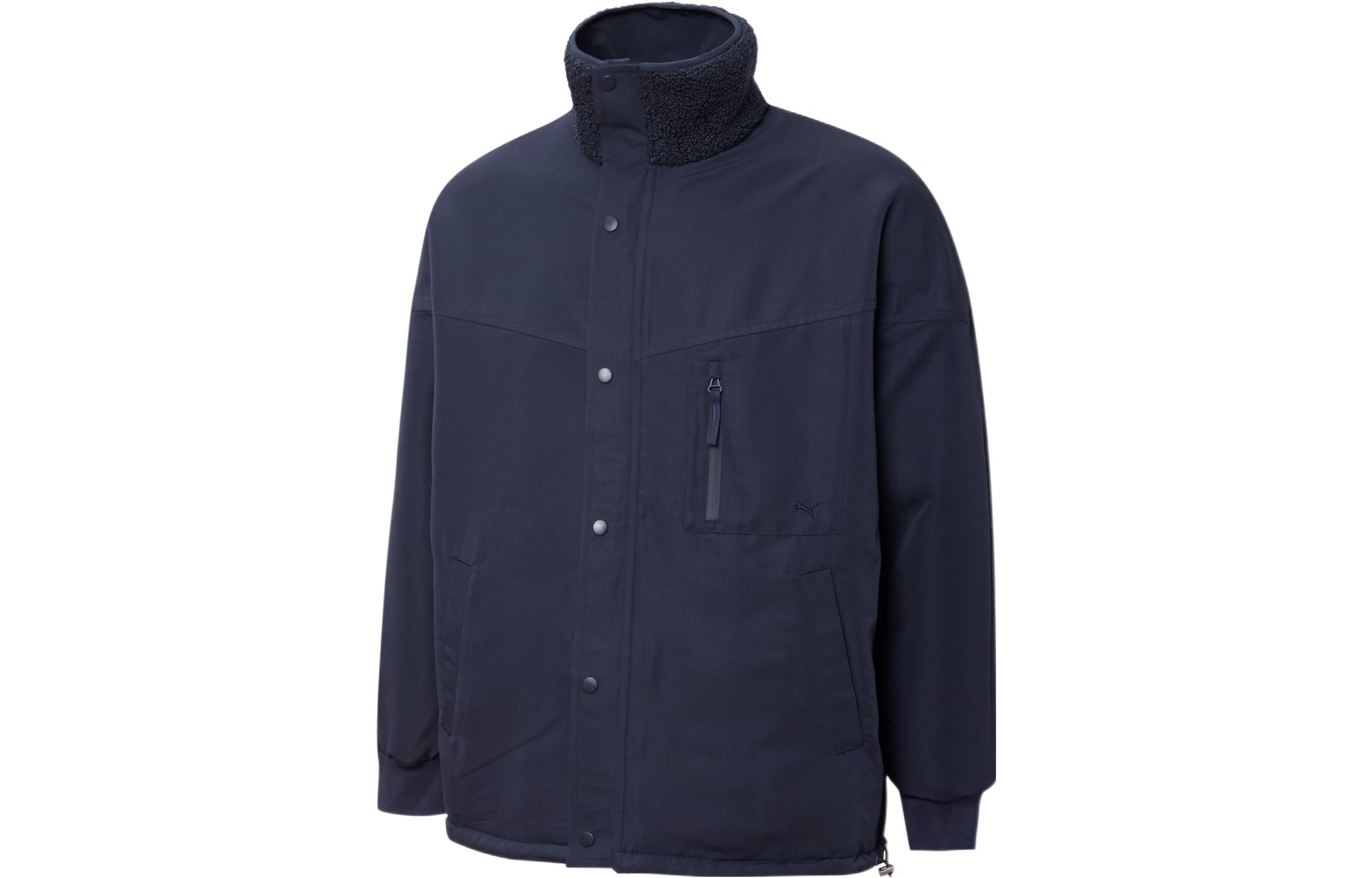 PUMA Mmq Series Velvet Jackets Unisex Blue Stand Collar Moderate 534744-43 L
