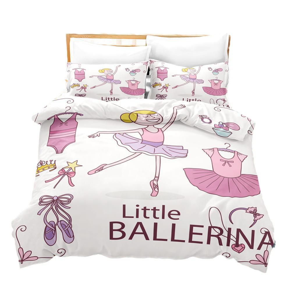 Three-Piece 3D Digital Cartoon Ballet Girl Print Polyester Bedding Model