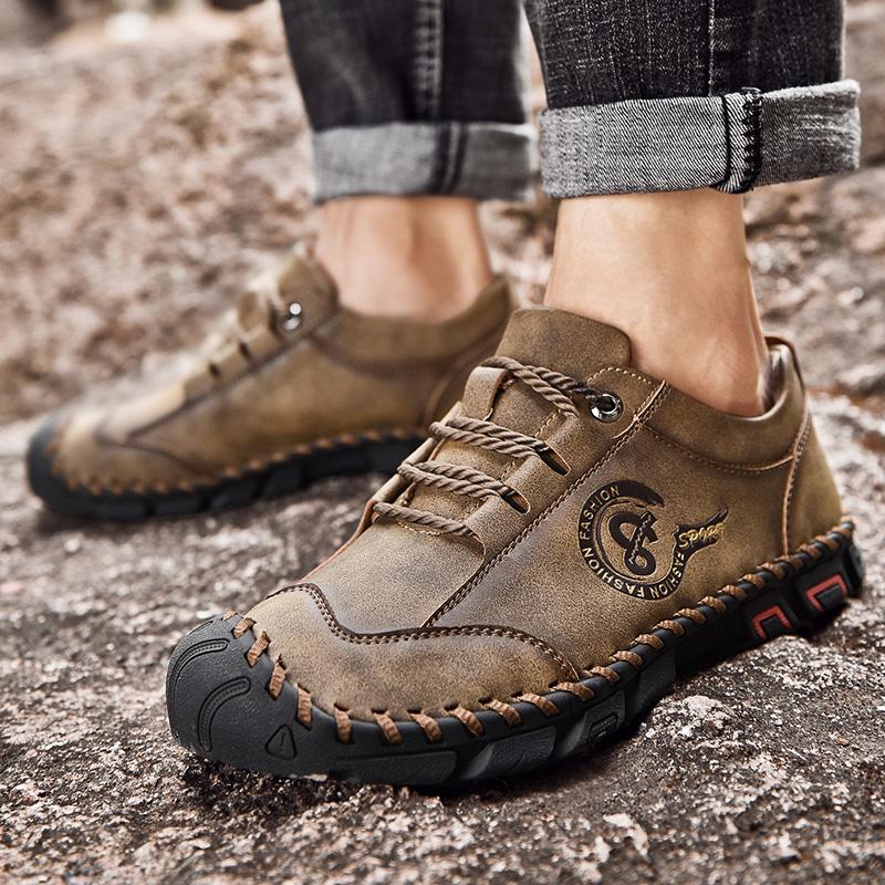 Brand Big Size Genuine Leather Men'S Shoes Outdoor Non-Slip Footwear Men Casual Shoes Male Comfortable Flats Lace Up Moccasins