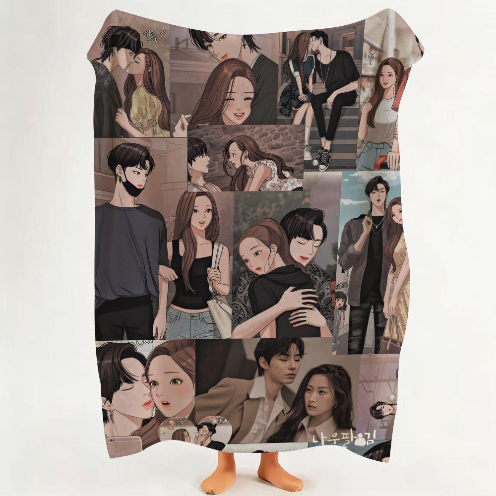 Manhwa T True B Beauty  Flannel  Blanket Suitable for Sofa Living Room Bedroom