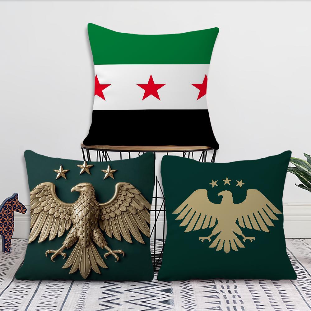 Flag Logo Eagle Syrian New 2025 cushion cover Pillow Cover Decoration Room Home Sofa living Office Car Nordic Simplicity