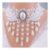 Women Party Necklace Hollow Out Lace Faux Pearl Decor Tassel Prom Cosplay Halloween Carnival Choker Wedding Performance Neck Jewelry