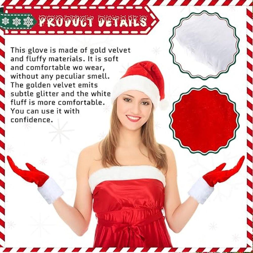 Short Santa Claus Gloves Warm Pleuche Christmas Gloves Festival Dress Party