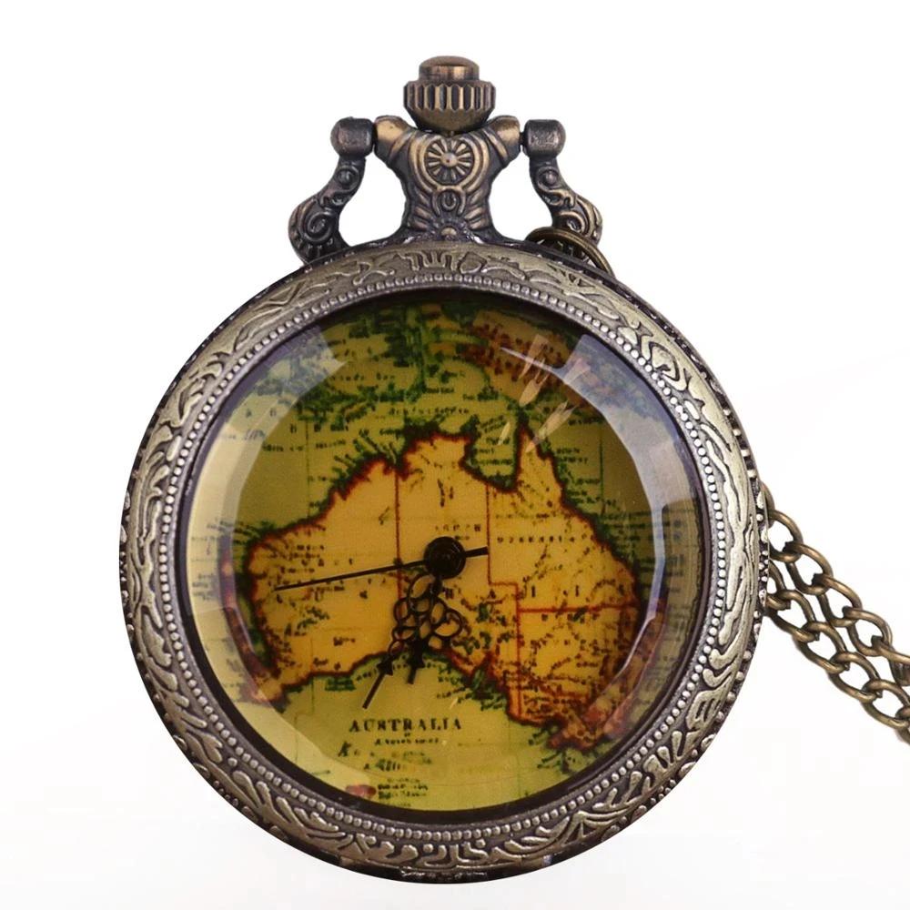

10pcs/lot Wholesale Vintage Map Quartz Pocket Watch Fashion Pendant Necklace Men Women Watch Gift Collection Relojes De Bolsillo
