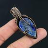 Vintage Style Lapis Lazuli Copper Wrapped Pendant  Artisan Handmade Blue Stone Jewelry For Gift