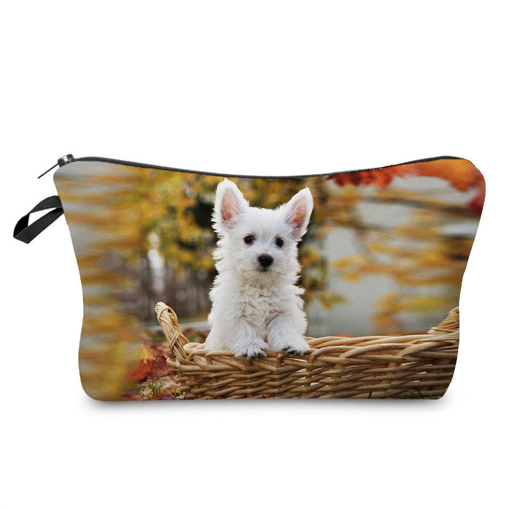 Women Dog Print Cosmetic Bag Toiletries Organize Travel Storage Case 6774