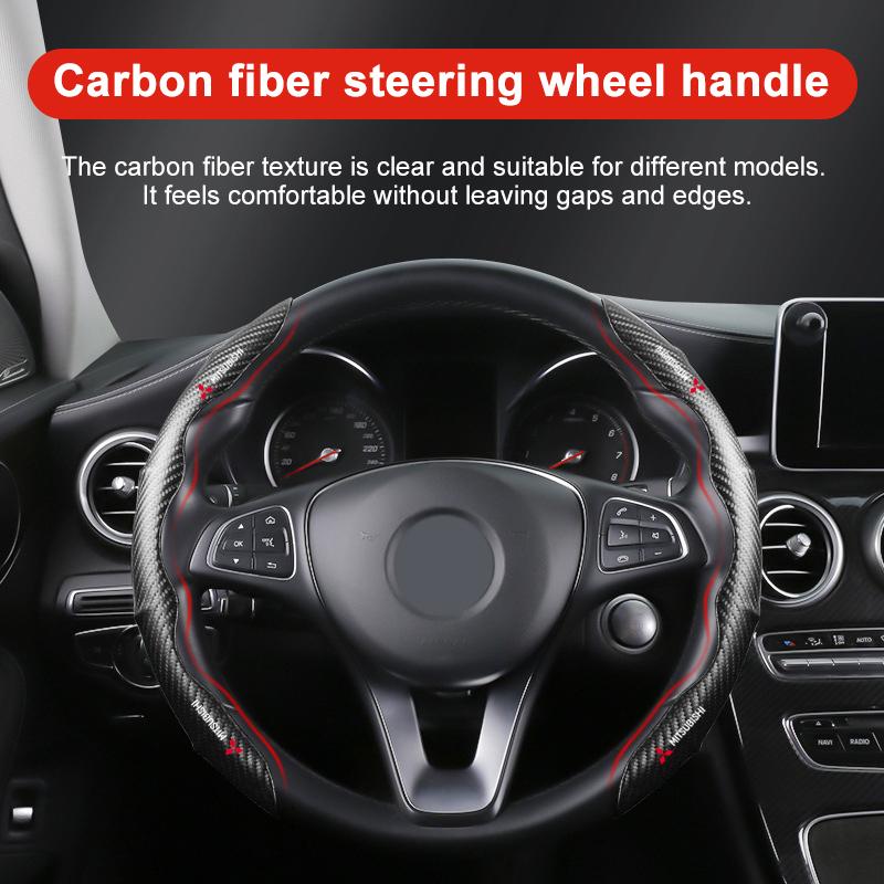 Car Steering Wheel Cover Carbon Fiber Sports Ultra-thin Non-slip Card Cover For Mitsubishi Lancer Ralliart 10 3 9 EX Outlander 3 ASX L200 Accessories