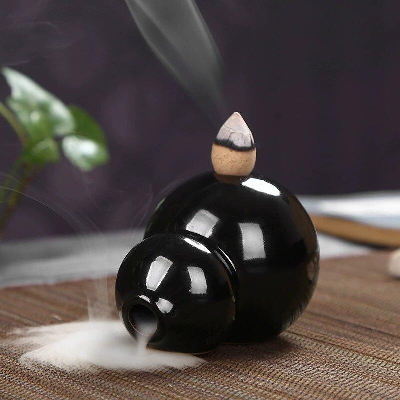 Mini Backflow Incense Burners Multiple Ceramic Cone Incense Holder Small Buddha Hand Desk Ornaments Home Mustard Zen Decoration