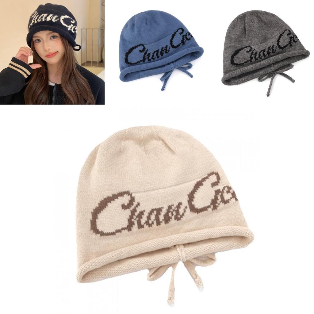 Acrylic Letter Beanie Knitted Cap For Women With Warmth And Windproof Functionality For Autumn And Winter Comfort