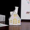 European Ceramic LED Christmas House Ornament: Creative Hollow Candlestick Night Light