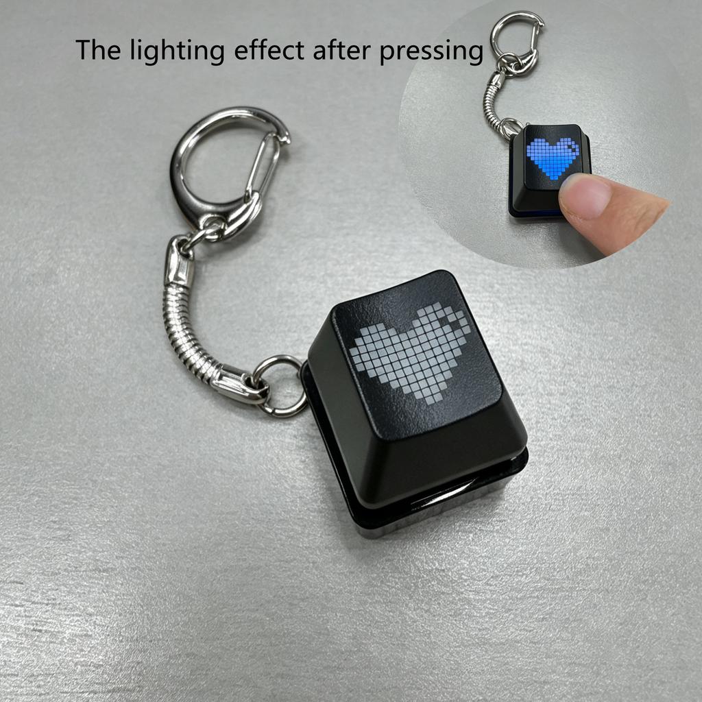 Cute Led Heart Lighting Keychain Fidget Toy Fingertip Office Decompression Toy Keyboard Cap Mobile Phone Backpack Pendant Gifts