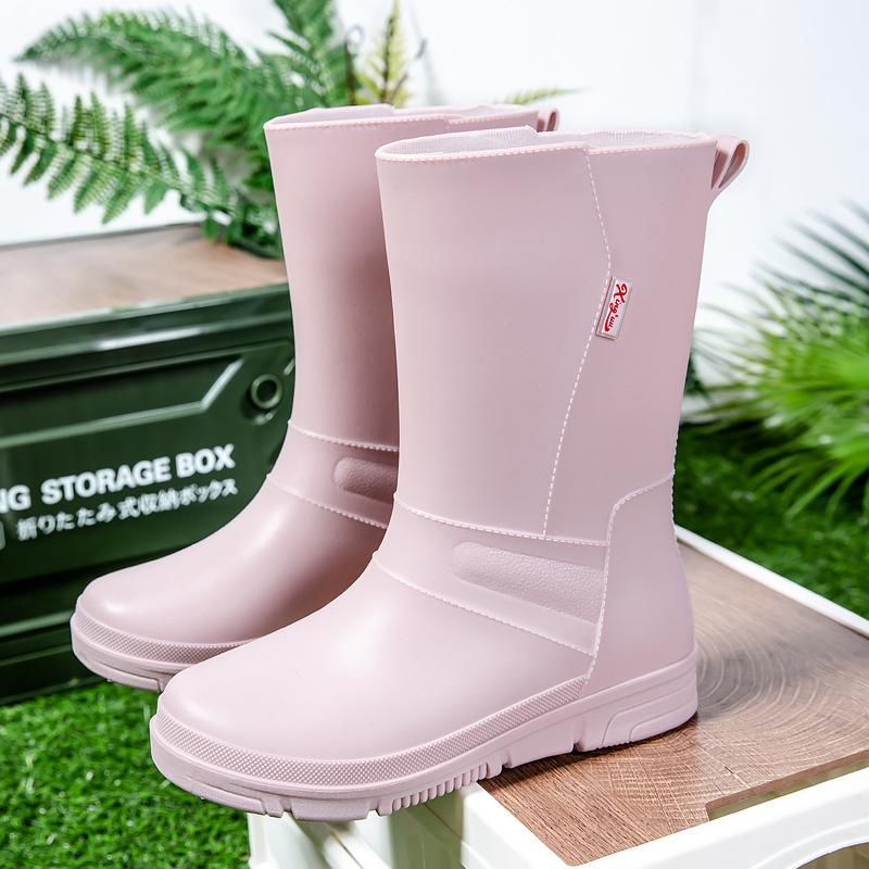 

Женские непромокаемые ботинки, взрослые резиновые полусапоги, нескользящая водонепроницаемая обувь, бархатные кухонные резиновые туфли, модные 40