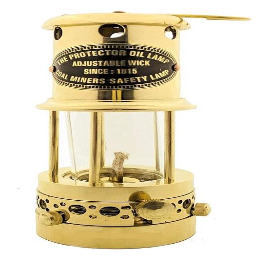 Brass Designer Lantern Glass Oil Lamp Home Decoration (8 Inch)