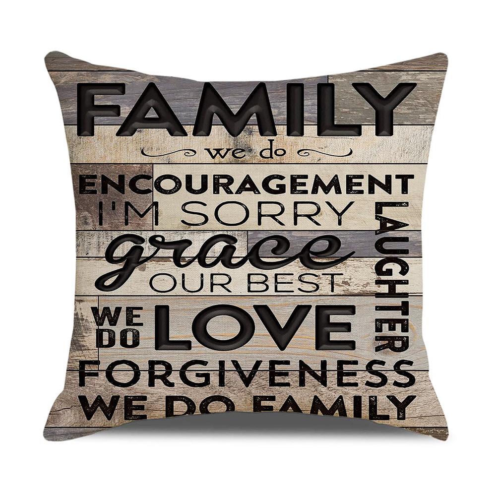 Retro American Wooden Board Letters Admonishment Digital Printing Linen Pillowcase New Home