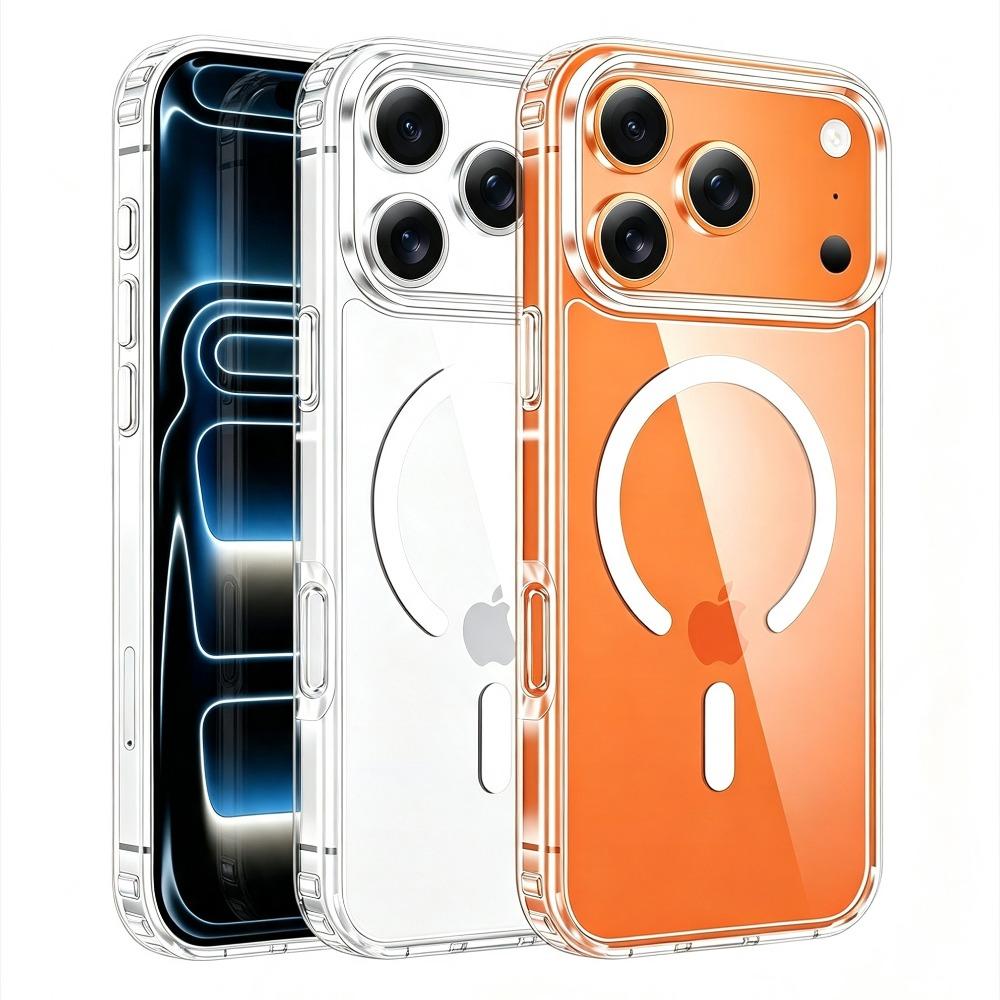 Magnetic Clear Case For 18 17 16 15 14 Plus 13 12 11 Pro Max mini Funda For Magsafe Silicone Transparent Cover