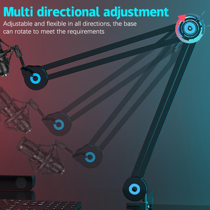 Adjustable Microphone Boom Arm Stand Bracket For Gaming Streaming Recording Usb Condenser Mic Desktop Mount Fold Mike Holder