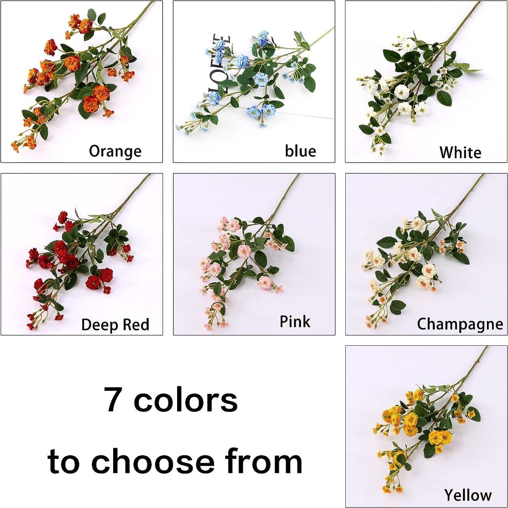 Artificial Rose Flowers Mini Roses Silk Flowers Vintage Roses Faux Flowers Floral Bouquet for Wedding Arrangement Home Decor