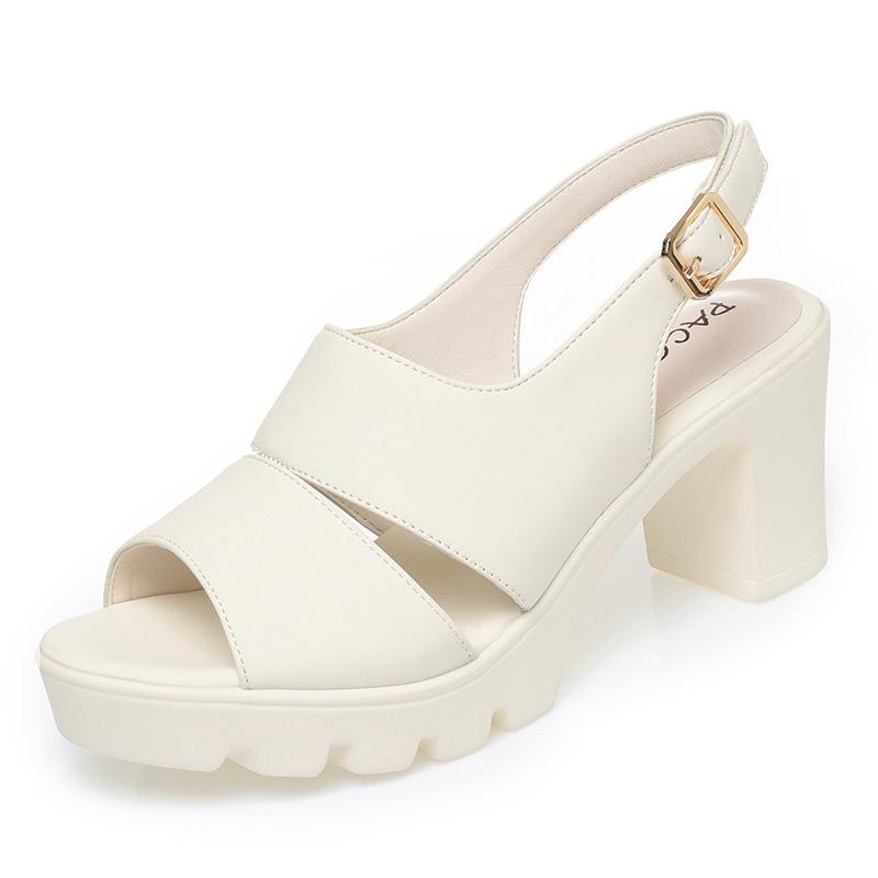 Summer High Thick Heel Sandals Women Versatile Thick Sole Shoes In Fish Mouth Waterproof Platform One-Button Sandals Fashionable