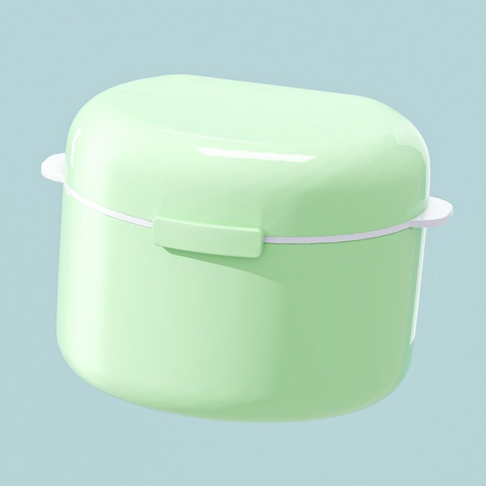 

Portable Denture Storage Box Double Layer Orthodontic Retainer Case New Braces Box зелений