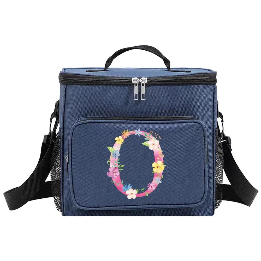 Lunch Box Cooler Organizer Case Thermal Handbag Waterproof Outdoor Travel Shoulder Lunch Bag for Men and Women Pink Pattern