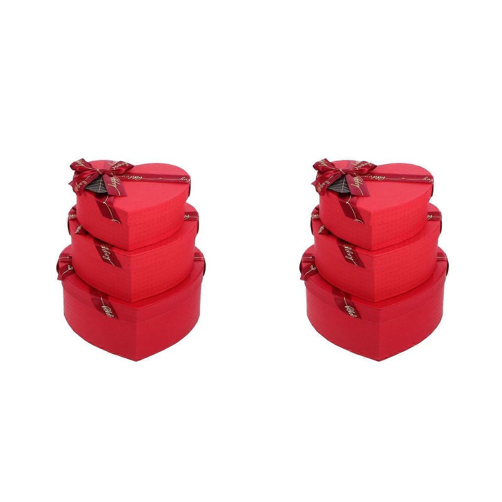 Decorative Heart Shaped Box for Gift 6Pcs Red Candy Present Boxes
