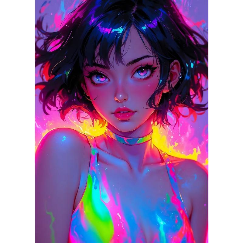 Sexy And Cool Cyberpunk Style Laser Neon Anime Girl Poster Canvas Print Wall Painting Living Room Bedroom Home Decoration Gifts
