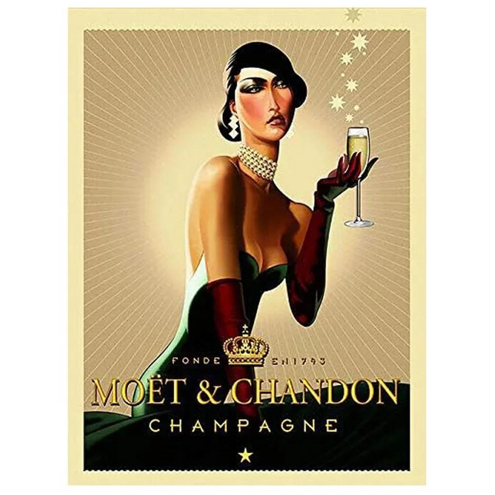 Französischer Champagner Retro Vintage Metall Blechschilder Poster Platte Wanddeko für Heim Bars Café Man Cave Clubs Retro Poster Plakette