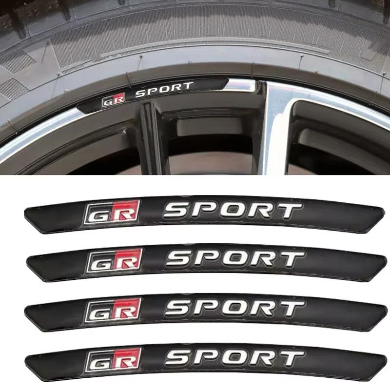 RE334Pcs Aluminium GR Sport Logo Wheel Rim Stickers Emblem Badge For Toyota Gazoo Racing YARiS Corolla RAV4 C-HR Camry Supra Prado