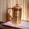 TreegoArt Pure Copper 2 Litre Water Jug Leak Proof Seam Less Silver Touch Design for Home and Kitchen - Pack of 1
