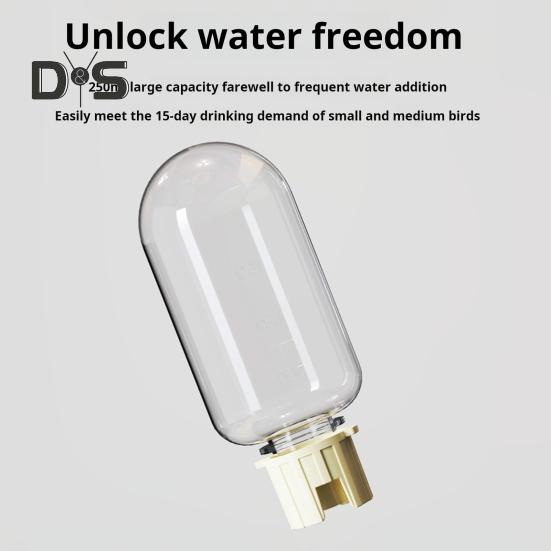 250ml Automatic Birds Water Feeder Stump Shape Parrot Water Dispenser Parakeet Cage Suspended Drinking Device for Small Pets Budgie Lovebirds Canary