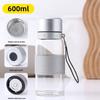 Portable Glass Water Bottle with Lanyard - Quick Open, Tea Separator, High-Capacity Borosilicate Glass