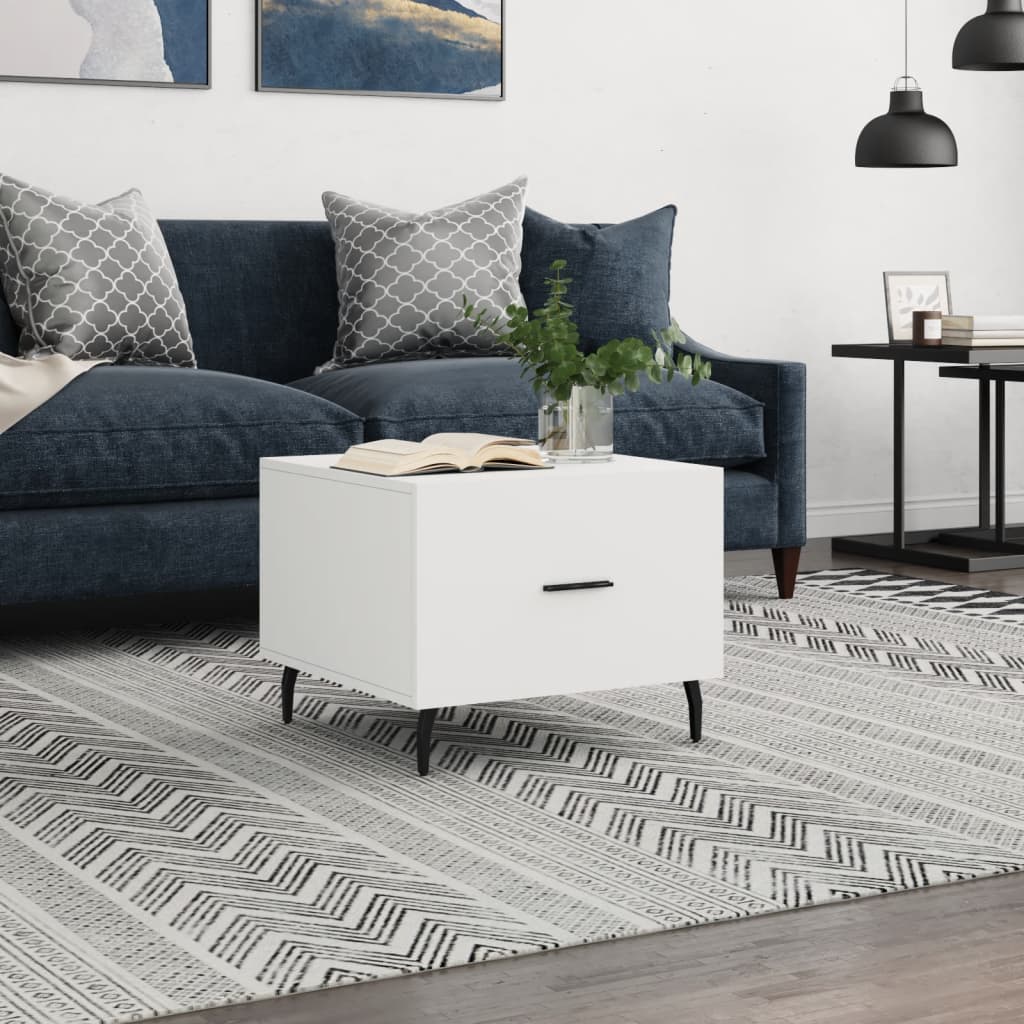 White Coffee Table 50x50x40 cm Engineered Wood