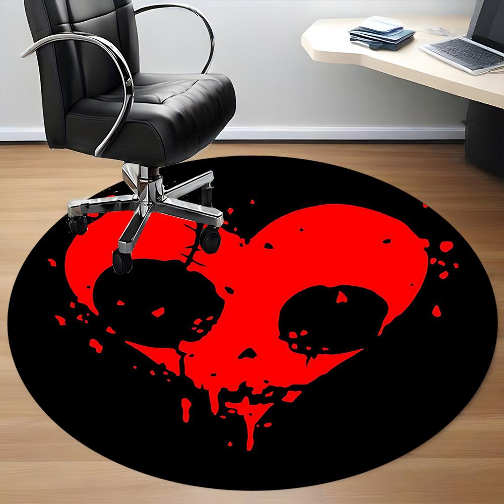 1pc Blood Heart Office Round Area Rug, Indoor Mat Suitable ForOffice, Under Office Chairs Bedroom Living Room Home Decor, Room Deco T211