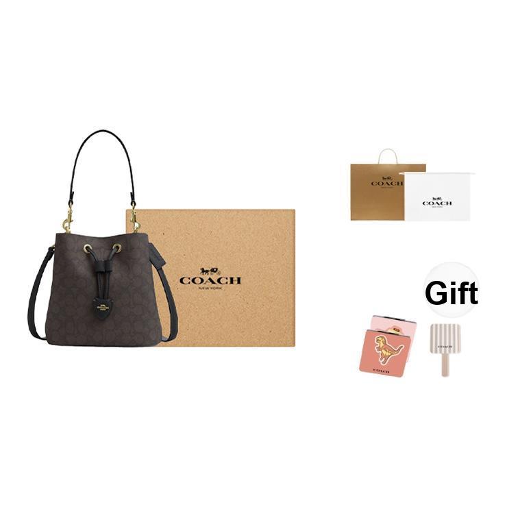 Coach Rowan 21 Logo Faux Leather Tote Shoulder Bag Small Women Bags Brown CBH07-IMXAQ