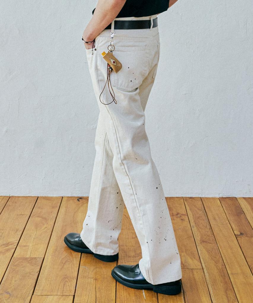 KND 97Lc Splatter Bootcut Denim Pants Ecru